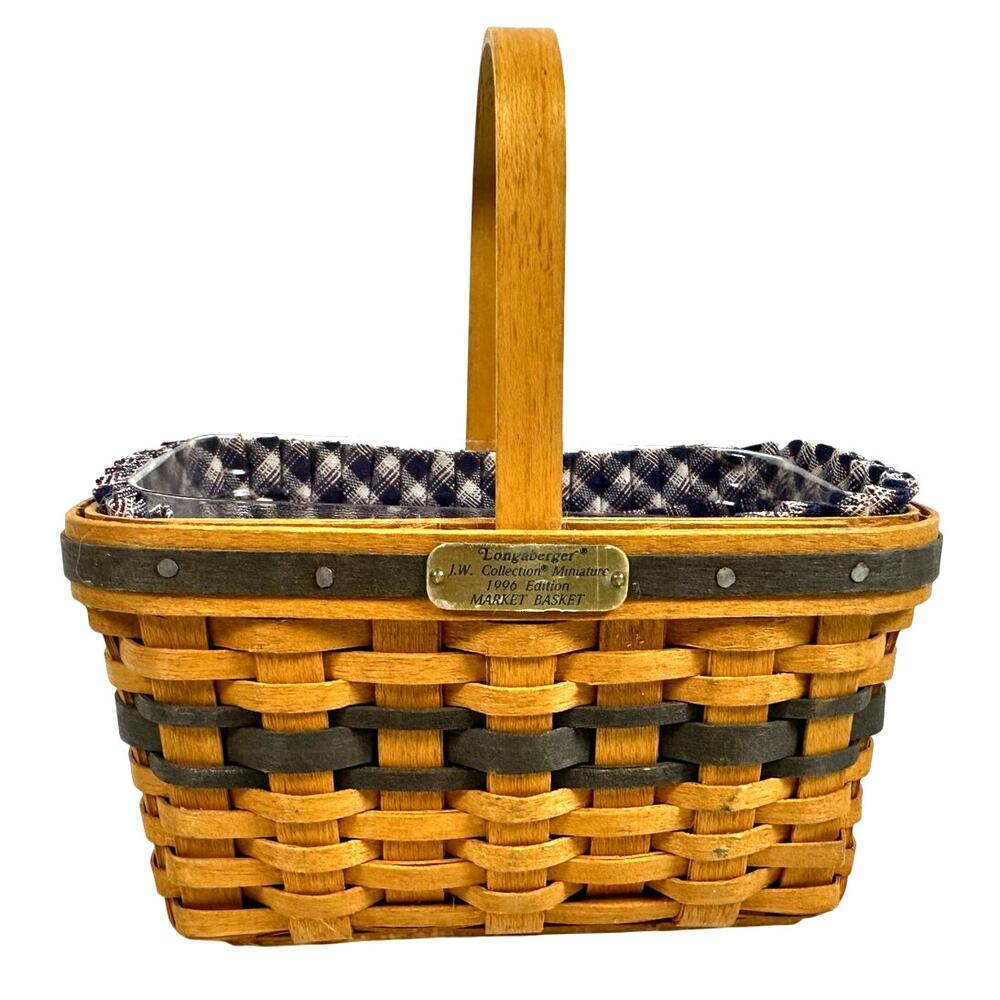 Longaberger 1996 J.W. Collection Miniature Market Basket & Plastic Protector